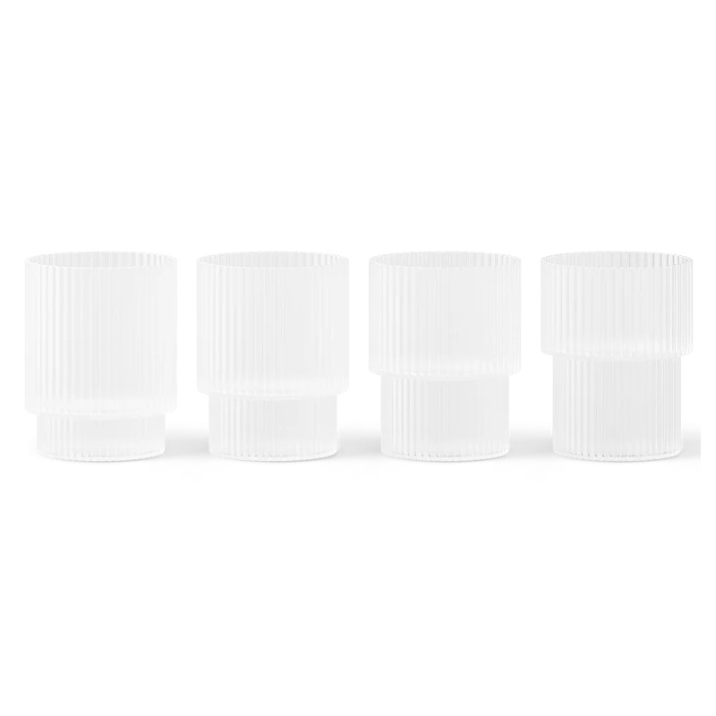 Vattenglas RIPPLE 200 ml, set i 4 delar, vit, fast LIVING