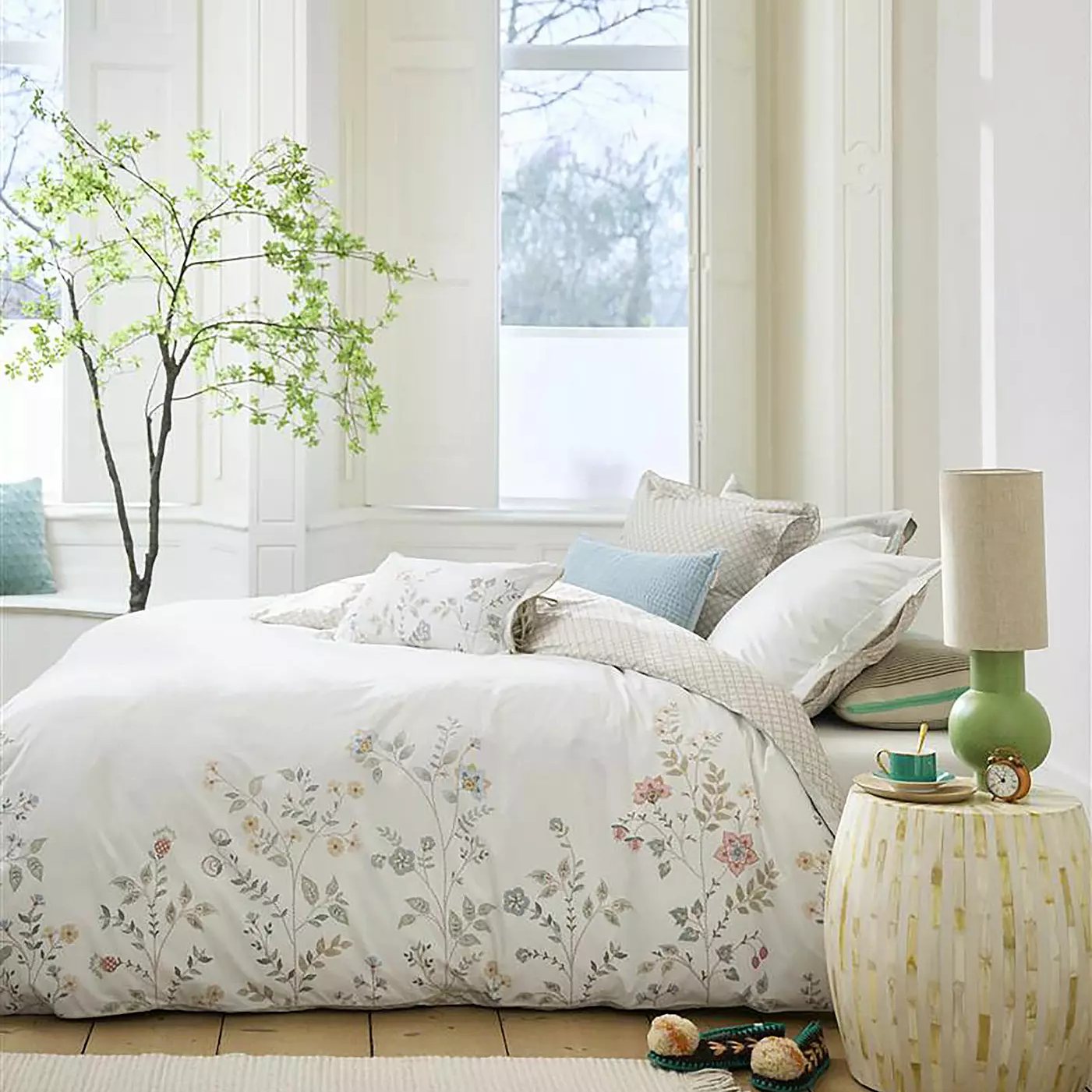 Enkelt bäddset CAMPO DE FLORES 140 x 200 cm, vit, bomullspercale, Pip Studio