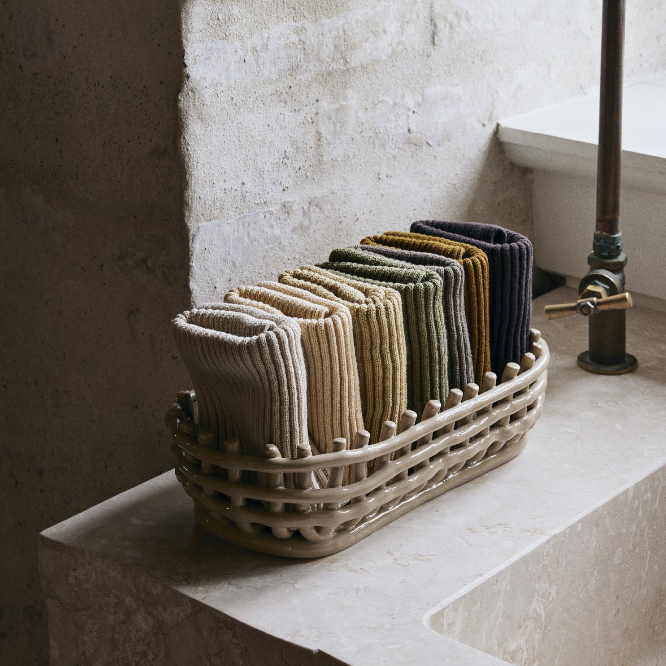 Tehandduk DAY 26 x 26 cm, set i 7 delar, bomull, fast LIVING