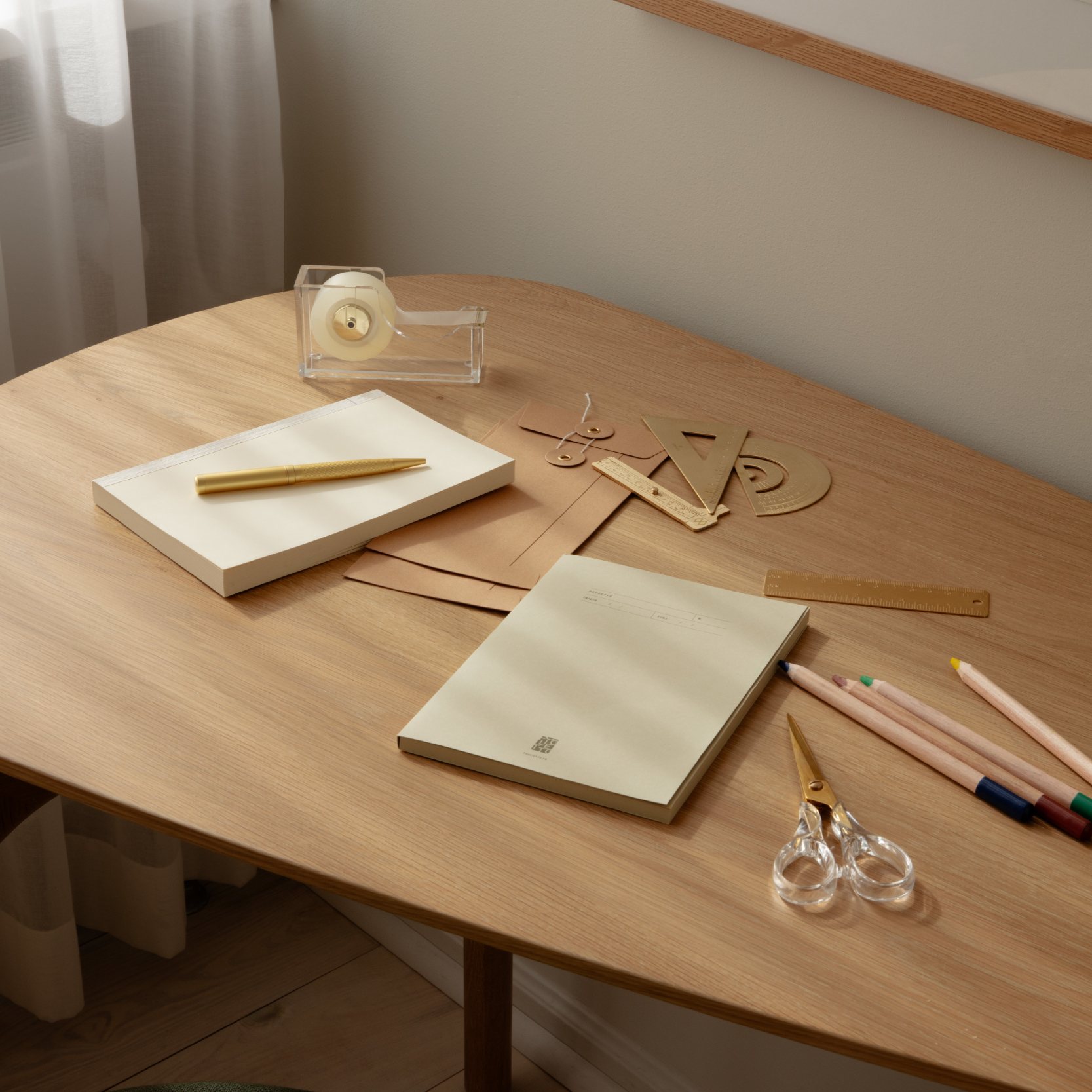 Kontorsmaterial STATIONÄR, set i 7 delar, mässing, Umage