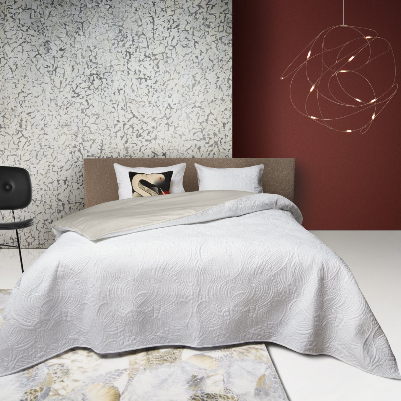 215352 1 jednoluzkove povleceni dodo pavone 140 x 200 cm slonova kost bavlneny saten moooi