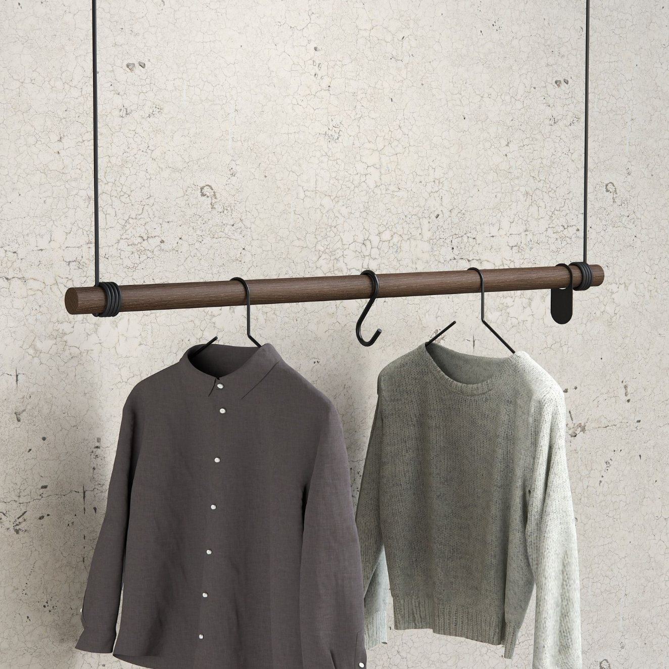 215942 1 vesak na obleceni swing 110 cm tmave hneda drevo lind dna