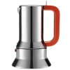Espressobryggare för spishäll 9090, 150 ml, rött handtag, Alessi