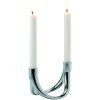 Hållare för middagsljus BOW 8 cm, tvåarmad, silver, Philippi