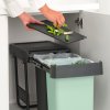 Inbyggd avfallstunna SORT & GO 2x 15 l, mörkgrå / jadegrön, plast, Brabantia