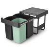 Inbyggd avfallstunna SORT & GO 2x 10 l + 1x 20 l, mörkgrå / jadegrön, plast, Brabantia