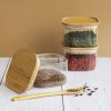 Matförvaring PKV-034 500 ml, set i 3 delar, glas / bambu, Pebbly