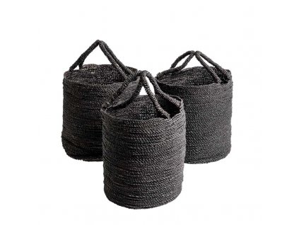 BA0013.10 Seagrass Basket Black set 3