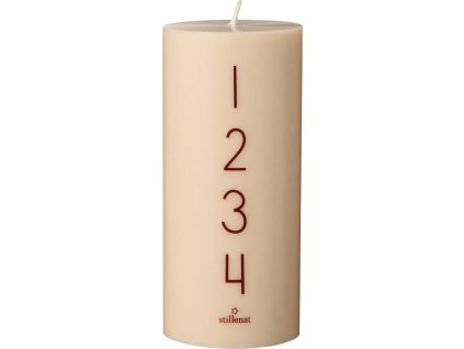 Adventní svíčka s červenými čísly 1-4, výška 15 cm