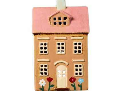 Keramický svícen domeček Nyhavn flowers and light pink roof