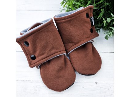 Capáčky barefoot s microfleece BROWN grey