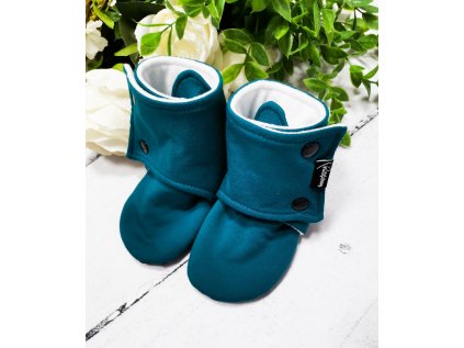 Capáčky barefoot s microfleece TEAL White