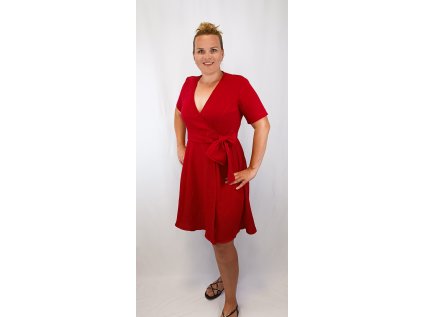 Mušelínové zavinovací šaty s kolovou sukní RED
