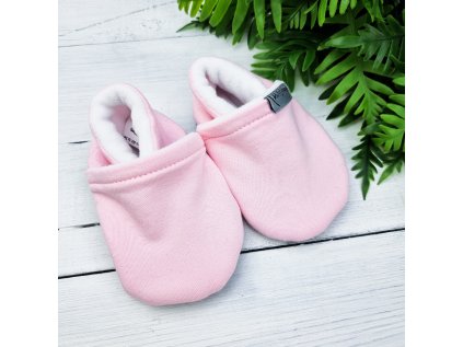 Nízké capáčky barefoot s fleesem BABY PINK White