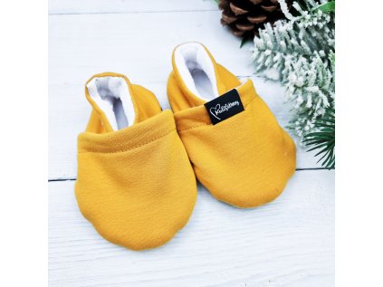 Nízké capáčky barefoot s fleesem MUSTARD