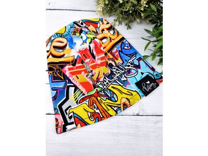 Čepička ,,GRAFFITI,, jednovrstvá vel.62,68,74,80,92 sklad