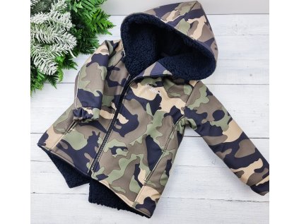 Zimní funkční bunda/křivák s beránkem ARMY black