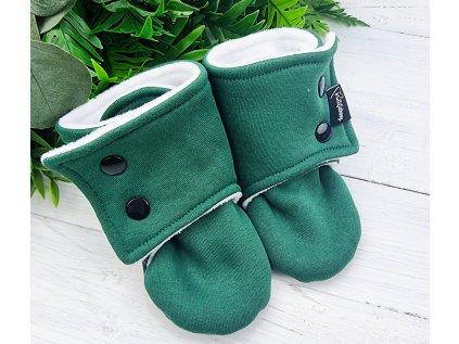 Capáčky barefoot s fleesem WARM Lahvově zelená