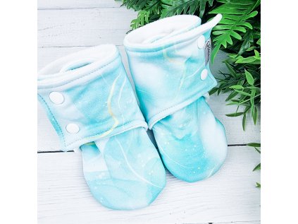 Capáčky barefoot s microfleece AQUA WAVE white