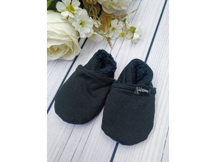 Nízké capáčky barefoot s beránkem BLACK Black