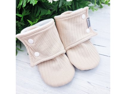 Capáčky barefoot s fleesem RIB Light beige