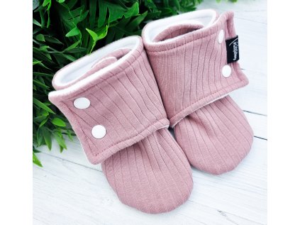 Capáčky barefoot s fleesem RIB OLDPINK