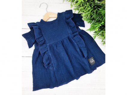 Mušelínové VINTAGE šaty NAVY