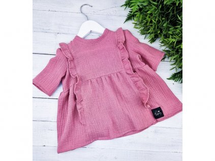 Mušelínové VINTAGE šaty OLDPINK