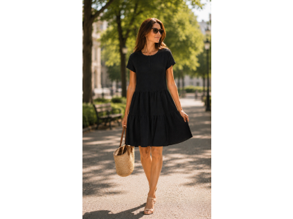 Dámské mušelínové BOHO šaty BLACK