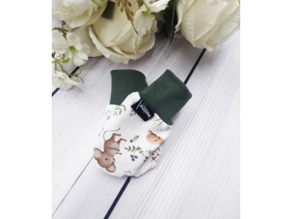 Kojenecké rukavičky proti poškrábání MOUSE olive