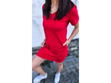 Úpletové šaty s kapsami RED