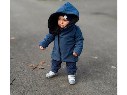 Zimní funkční bunda/křivák s beránkem MODROŠEDÁ