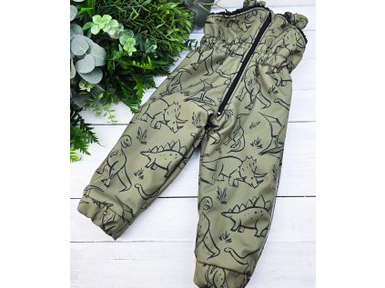 Zimní funkční SOFTSHELL kalhoty s laclem DINOSAUR
