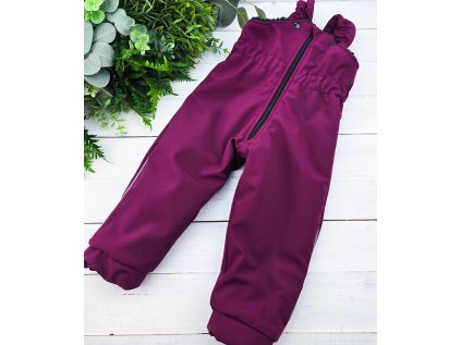 Zimní funkční SOFTSHELL kalhoty s laclem MALINOVÁ