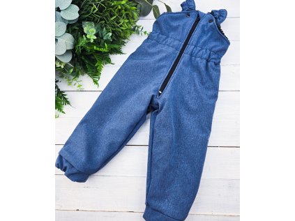 Zimní funkční SOFTSHELL kalhoty s laclem ŠEDOMODRÁ