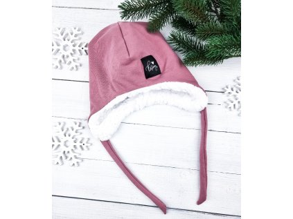 Ušanka s beránkem OLDPINK White