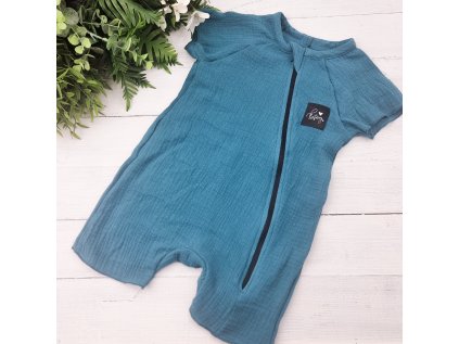 Mušelínový letní overal s krátkým rukávem SMARAGD