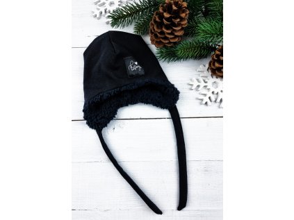 Ušanka s beránkem BLACK Black