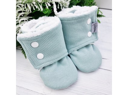 Capáčky barefoot s beránkem wafle MINT White