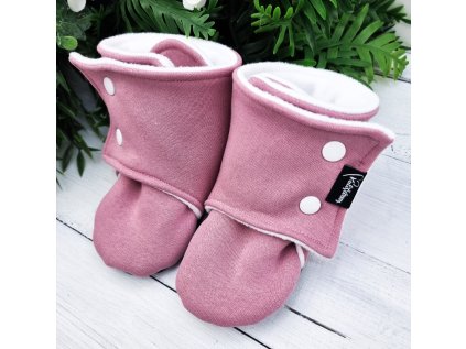 Capáčky barefoot s fleesem WARM STARORŮŽOVÁ