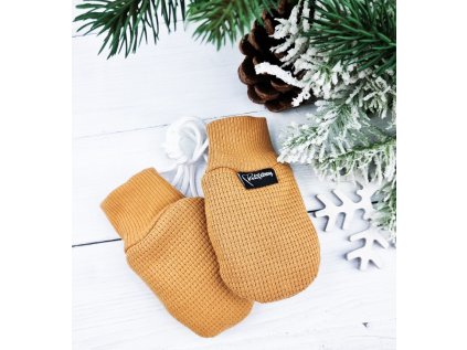 Bezpalcové zateplené rukavice WAFLE MUSTARD
