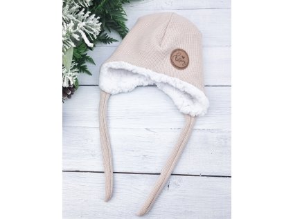 Ušanka s beránkem wafle CAPPUCCINO