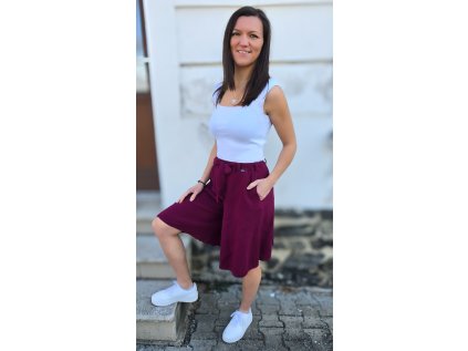 DÁMSKÁ mušelínová kalhotová sukně WINE