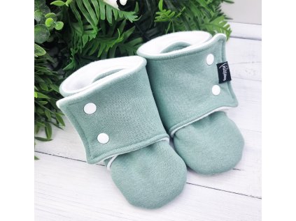 Capáčky barefoot s fleesem WARM MÁTOVÁ