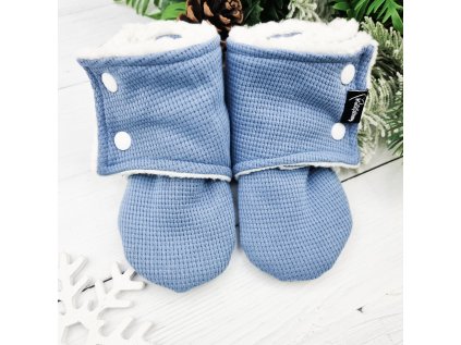 Capáčky barefoot s beránkem wafle BLUE white