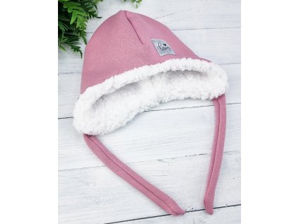 Ušanka s beránkem warm STARORŮŽOVÁ