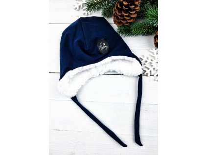 Ušanka s beránkem NAVY White