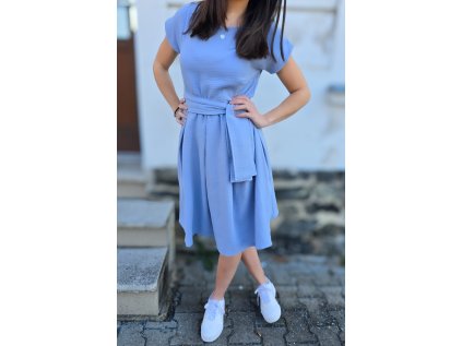 Mušelínové šaty KATE s kapsami POWDER BLUE