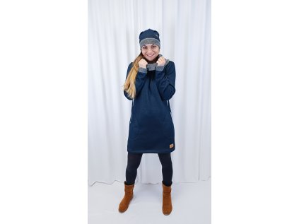 Dámské zateplené mikinošaty JEANS 2jakost