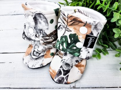 Capáčky barefoot s microfleece ZOO White